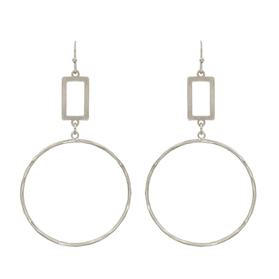 Open Rectangle and Circle Earrings