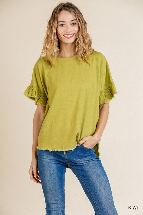 Niki Ruffle Short Sleeve Top