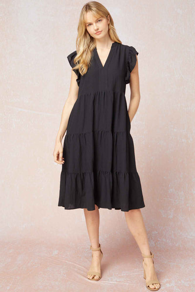 Belle Flutter Sleeve Midi Dress