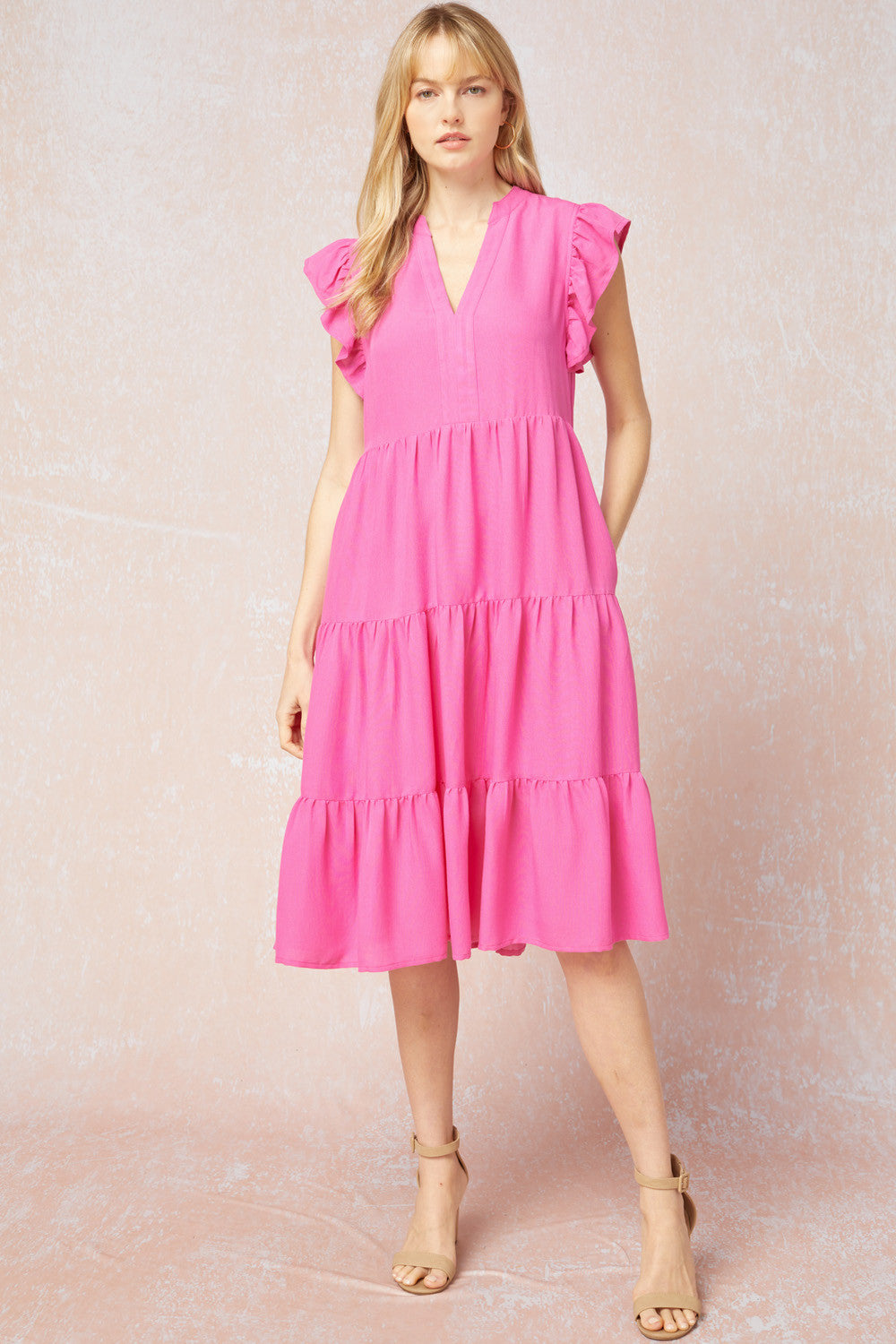 Belle Flutter Sleeve Midi Dress