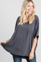 Lila Basic V Neck Short Sleeve Top
