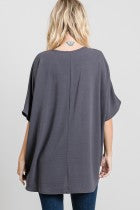 Lila Basic V Neck Short Sleeve Top
