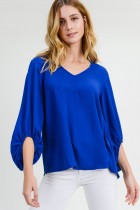 V Neck Bubble Sleeve Top