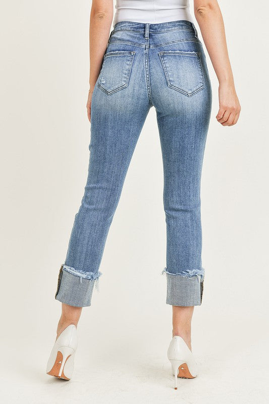 Jackie Cuffed Raw Hem Jeans