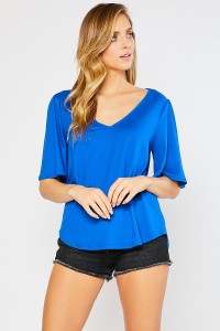 Joe V-Neck Flutter Sleeve Top